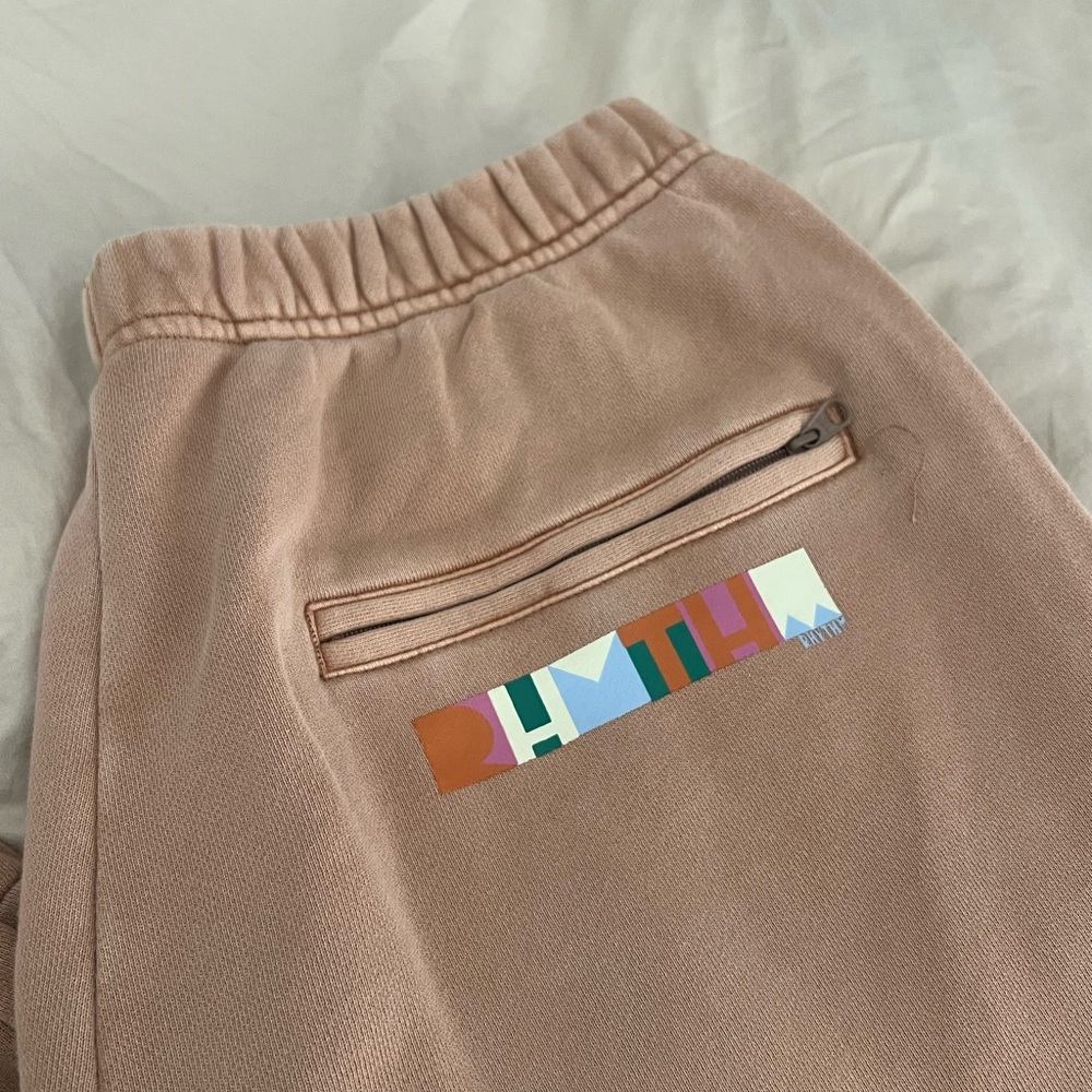 Rhythm Brown Sweatpants Elastic Waistband Tapered Leg